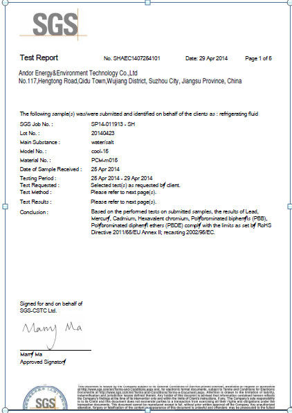 China Andores New Energy CO., Ltd certificaciones
